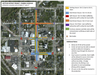 Map of road closures in downtown Mason. Courtesy of Mason City Hall