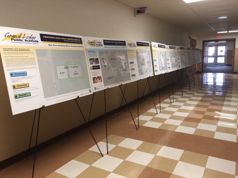 Poster discuss how the Grand Ledge Public Schools would spend the proceeds from two bond issues. If approved by voters, they would raise $148 million for improvements in the district.