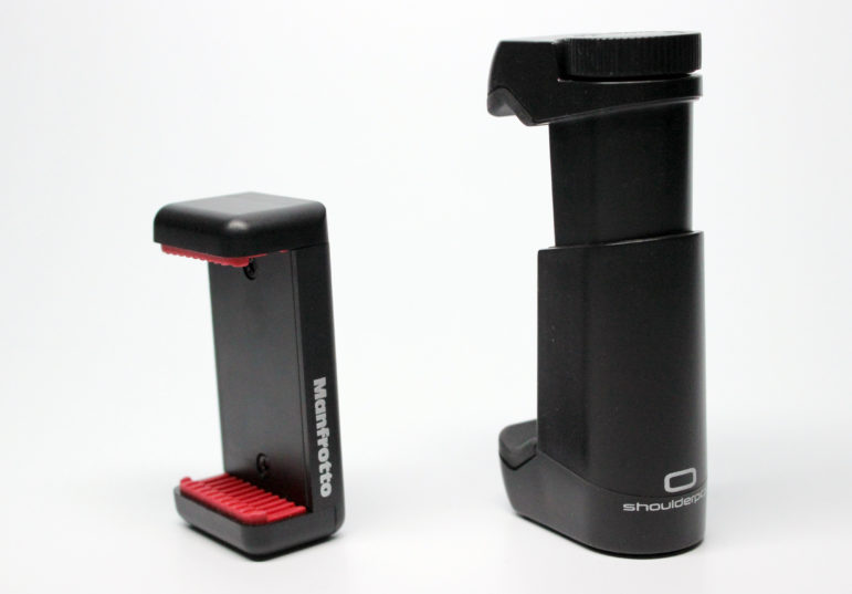 Manfrotto and Shoulderpod cell phone clamps