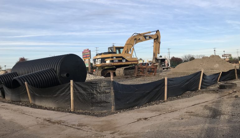 Construction work has begun at the site of a new Chipotle Mexican Grill in Delta Township. The restaurant is expected to open this fall, relocating from the Lansing Mall.