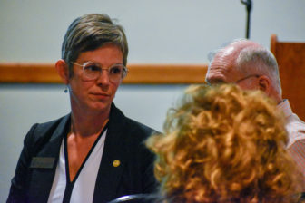 State Rep. Julie Brixie at a town hall in East Lansing