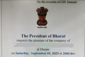 Bharat used on G20 summit invitation