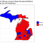 Map of Michigan State Senate Districts