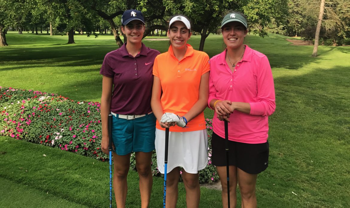 The Harding sisters, from left to right, Priscilla, Elizabeth and Caroline, all play golf. Priscilla and Caroline are members of the Michigan State women’s golf team. Elizabeth is expected to join them next year.