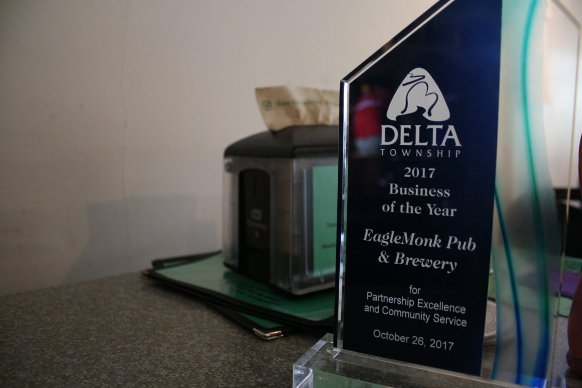 EagleMonk Pub and Brewery was honored in 2017 by the Delta Township Community Awards Committee. Winners of 2018 awards will be recognized on Thursday.