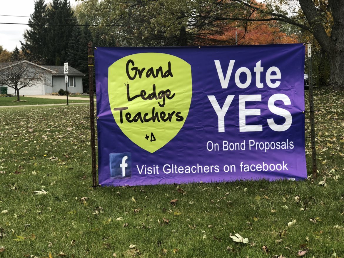 Advocates for two bond proposals in Grand Ledge have placed banners around the district.
