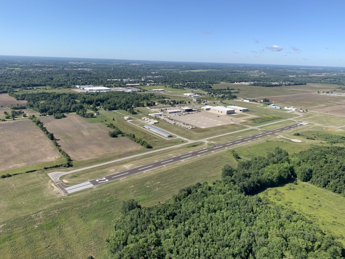 Aerial photo of the newly upgraded runway taken in a 1947 PA-11 Piper Cub Special. The runway is currently 98% done and operational. Courtesy of Bobby Prater. Pilot: Helen Hagg. Used with permission.