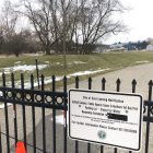 A gate blocks off entrance to the Northern Tail Dog Park located at 6400 Abbot Road. Resident Abbie Tykocki suggested dog parks be open year-round.