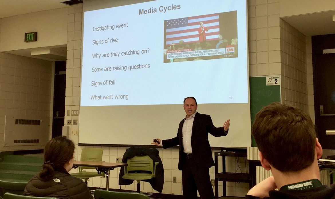Matt Grossmann, director of the Institute for Public Policy and Social Research, explains the role media plays in elections during his Five Things to Know About the 2020 Primaries event.