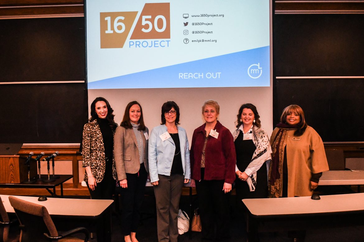 Women from the 16/50 Project gather to present at the University of Michigan