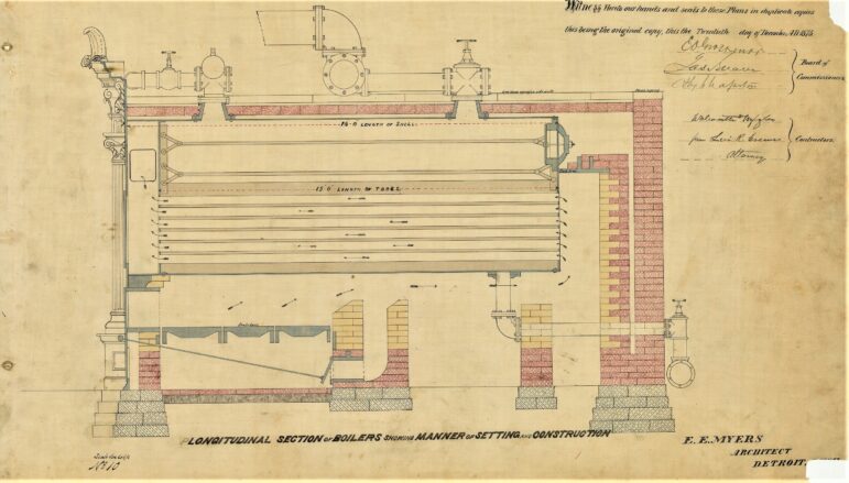 Original architectural drawing of one of the Capitol’s massive boilers.