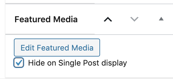 The "Hide on Single Post display" checkbox is shown in the Featured Media module
