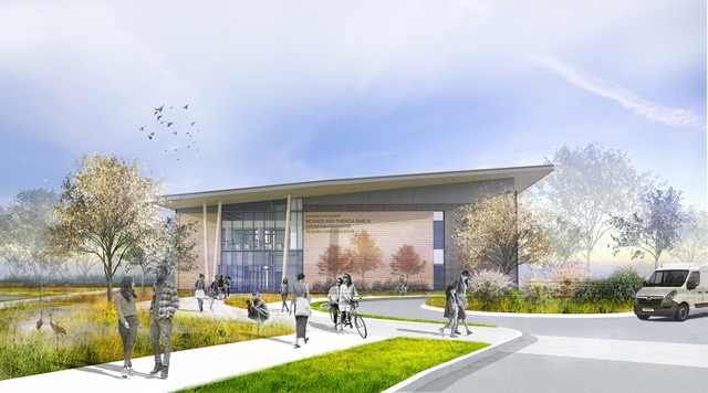 Green landscaping will prevent polluted runoff from Lake Superior State University’s Richard and Theresa Barch Center for Freshwater Research and Education soon to be built along the St. Marys River.