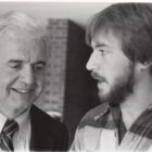 Then-Attorney General. Frank Kelley, left, with David Poulson in 1982.