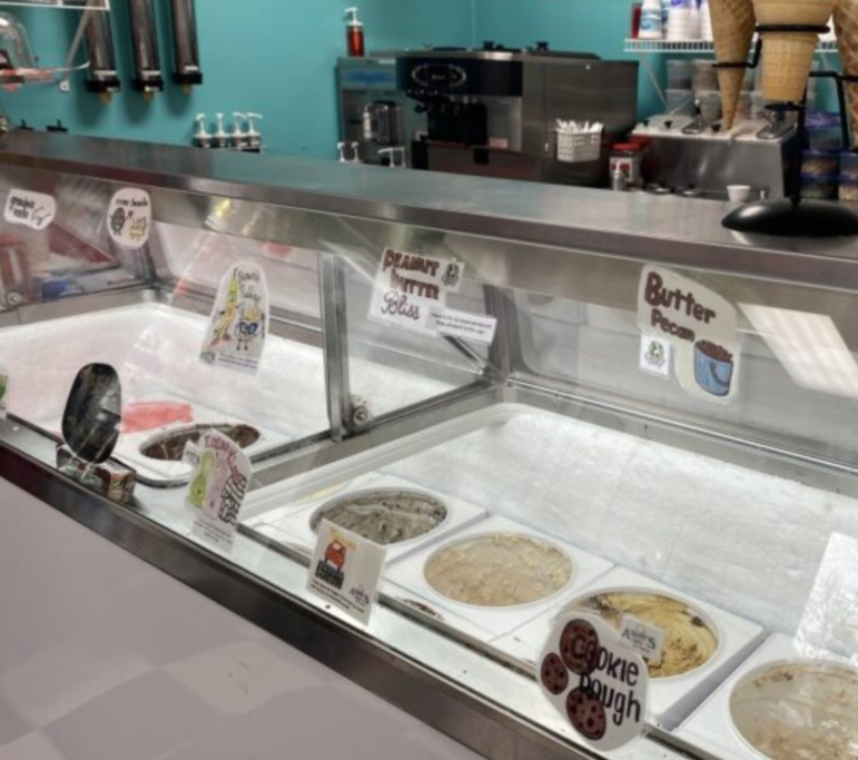 Ice cream service area at The Daily Scoop