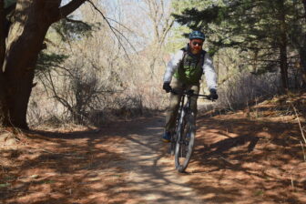  New rider David Ludeke hits the trails on his mountain bike at Luton Park in Rockford.