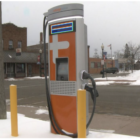 Electric vehicle charging station in Norway, Dickinson County.