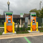 Two electric vehicle charging stations were installed at 2074 Aurelius Road, near the Veterans Memorial Gardens, in Delhi Township.