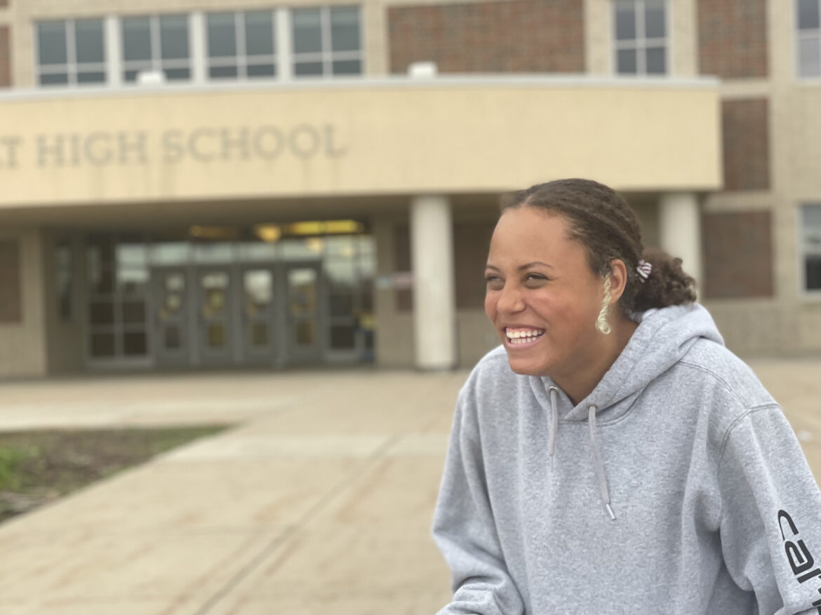 Student Joy Williams is photographed outside Holt High School