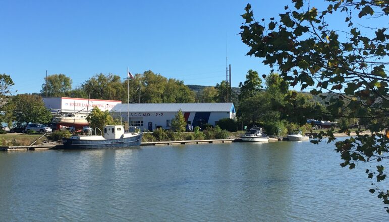 Motor lifeboat CG 40300, docked at Coast Guard Auxiliary Flotilla 2-2 Base in Ithaca, New York, is undergoing restoration.Motor lifeboat CG 40300, docked at Coast Guard Auxiliary Flotilla 2-2 Base in Ithaca, New York, is undergoing restoration.