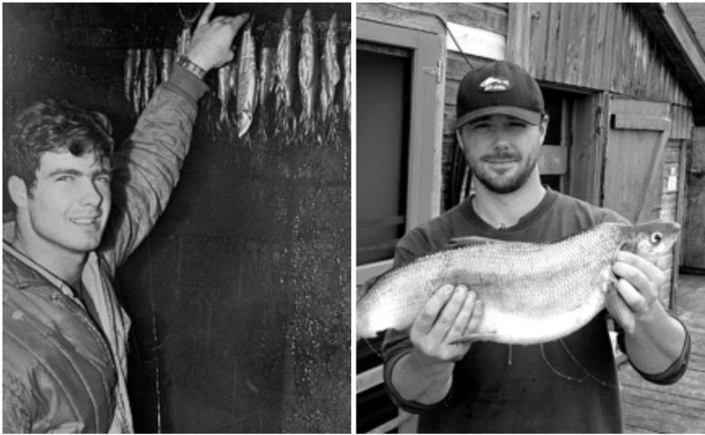 Bill Carlson, left, the previous owner of Carlson’s Fishery, is shown side by side with his nephew, Nels Carlson, current co-owner and the company’s fifth-generation owner.