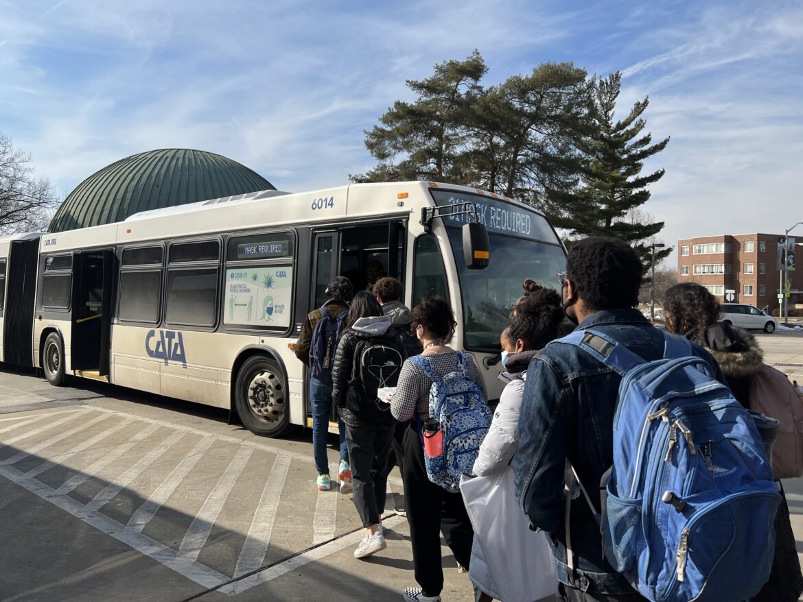 Students boarding bus