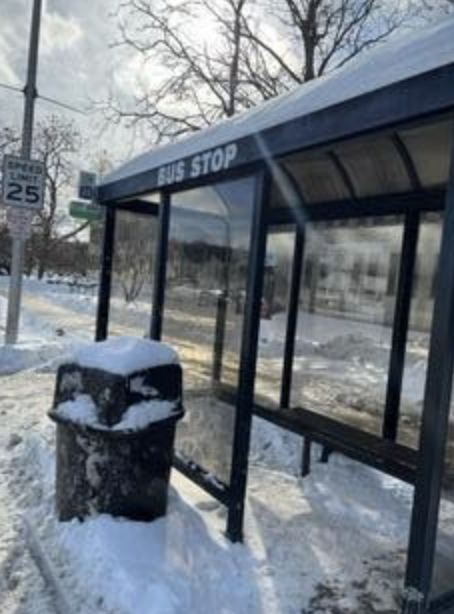 Bus stop, no one there