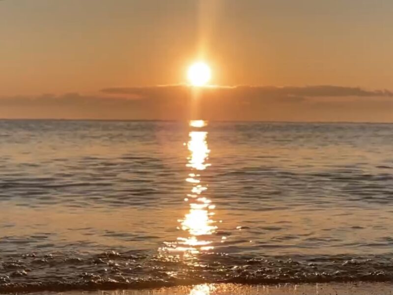 Photo of sunrise on Lake Michigan.