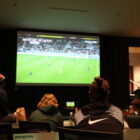 The Michigan State University men's soccer team hosted a student-athlete watch party inside the Smith Student-Athlete Academic Center for the USA vs. Iran match on Nov. 29.
