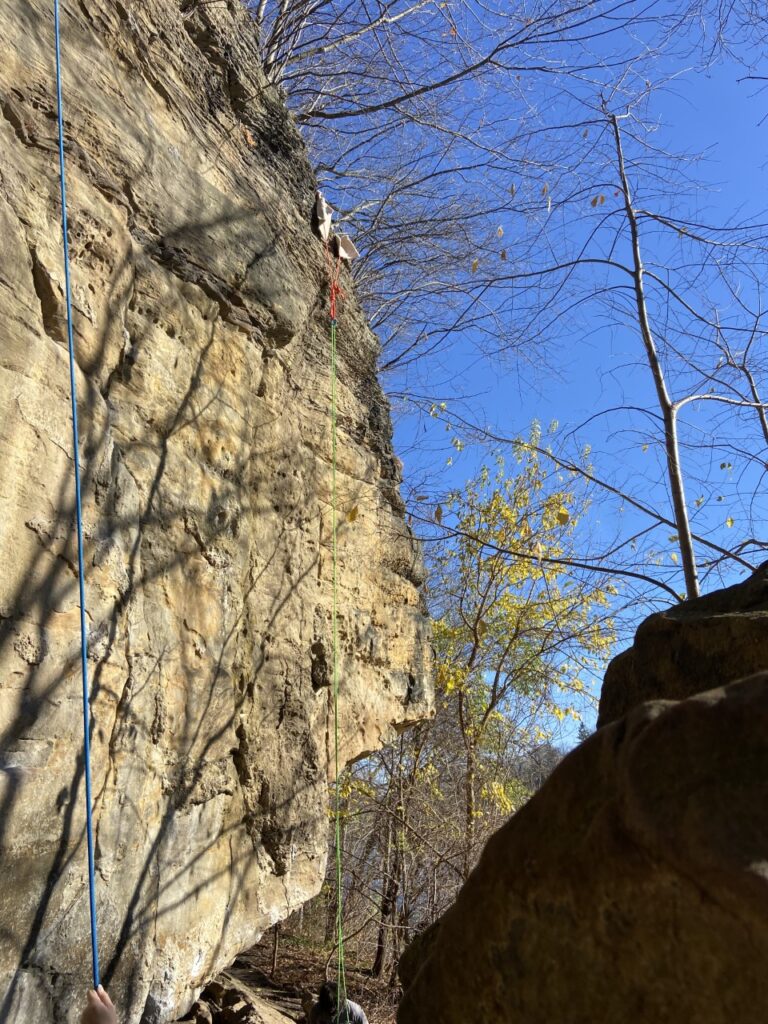 At Oak Park in Grand Ledge, climbers put rugs at the top of the ropes to prevent erosion.