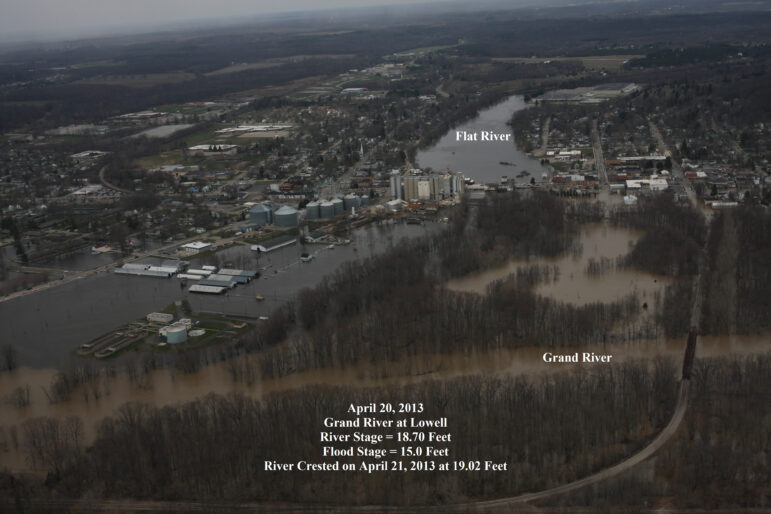 aerial view of 2013 flood in Lowell