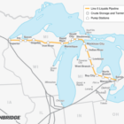 Line 5 carries nearly 23 million gallons of crude oil and natural gas daily from Superior, Wisconsin, through Michigan and on to Sarnia, Ontario.