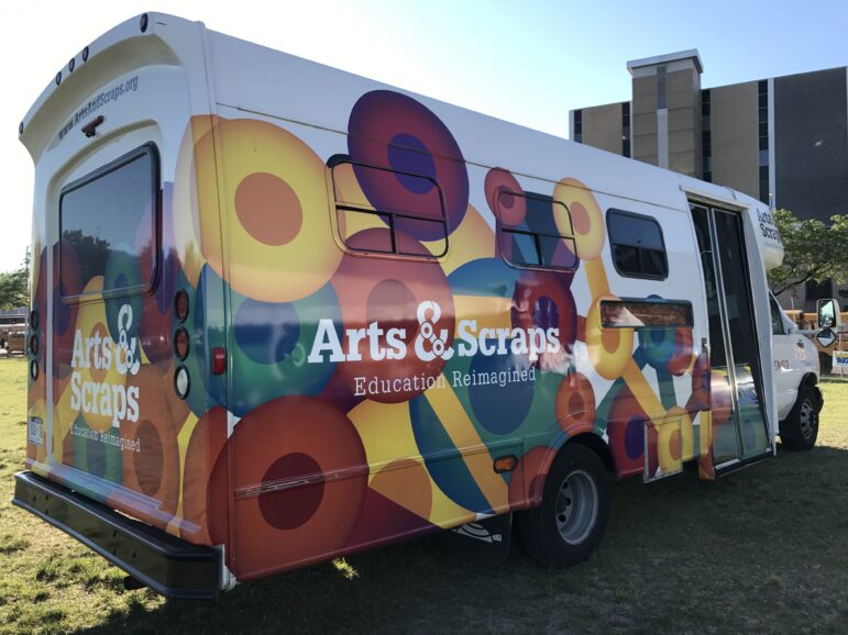 Arts and Scraps Mobile travels to schools throughout Michigan where students can fill a bag with materials to create art pieces.