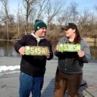 These porcelain license plates were retrieved from the Grand River in Lansing.