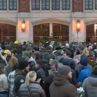 A vigil is held at the Auditorium following the mass shooting at MSU.