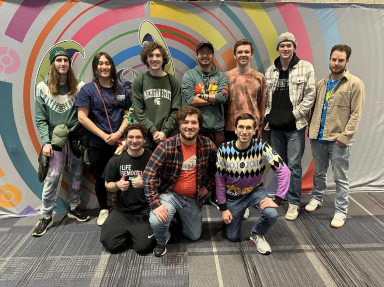 The Pokémon card game players at Fort Wayne for the trading card game regionals, taken by a member of the club.”