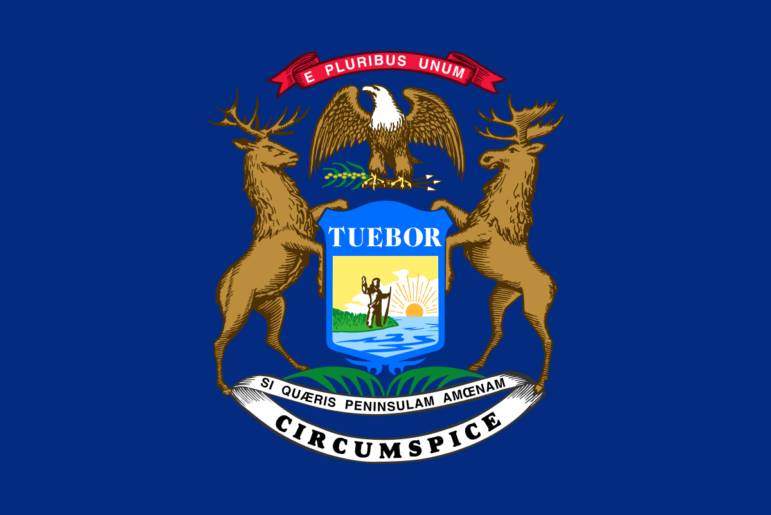 Michigan’s state flag is based on the state’s 1835 coat of arms.