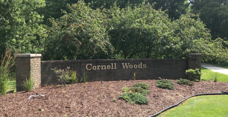 Cornell Woods neighborhood sign