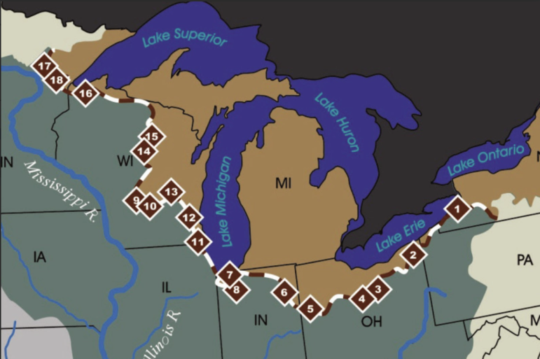 18 aquatic pathways between the Great Lakes and Mississippi River basins