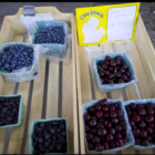 Michigan cherries and blueberries on a local market.