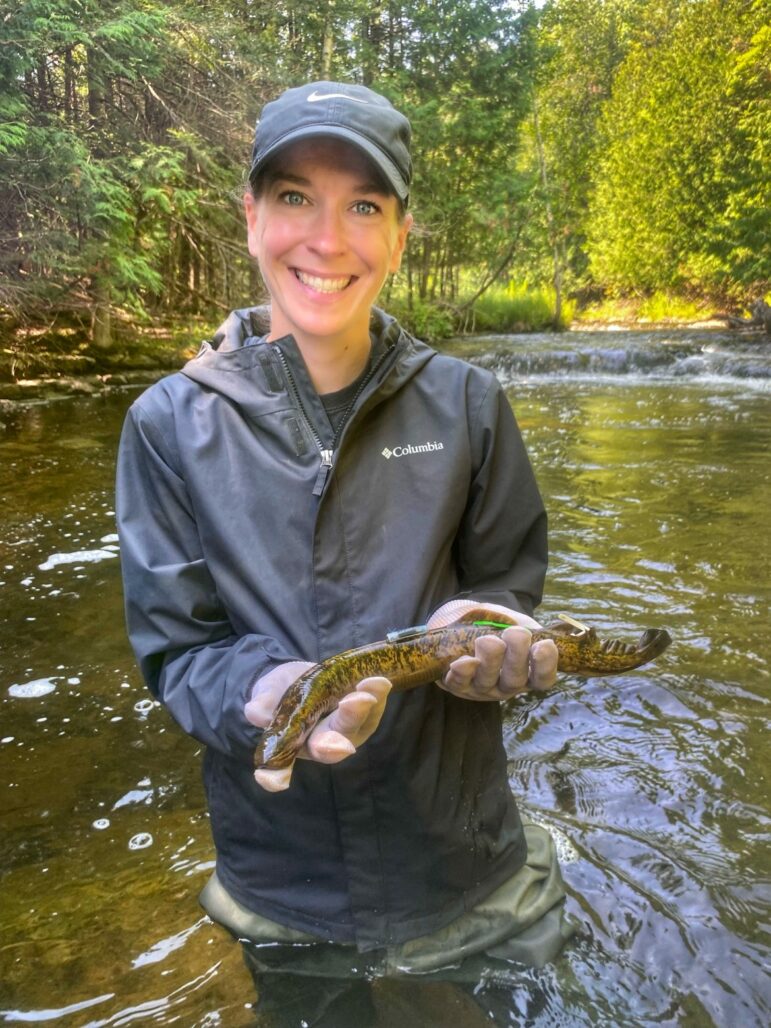 Michigan State University assistant professor Anne Scott is testing a new method of controlling parasitic sea lampreys in northern Michigan streams.