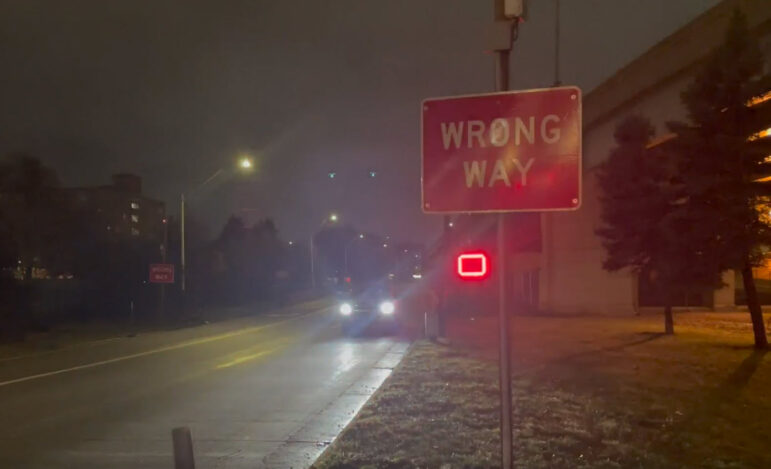 Signs light up as part of the state's wrong-way driving detection systems.
