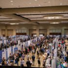 Students attend a recent job fair at Grand Valley State University.