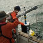 The Smart Lake Erie Watershed Initiative’s buoys are retrieved in the winter and redeployed in the spring to prevent damage to the sensors.