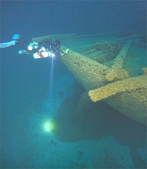 Pieces of wreckage of the Mojave are visible on the bottom of Lake Michigan.