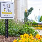 Bee City USA sign in downtown Detroit.