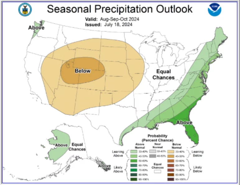 Michigan and the Great Lakes may see near-normal precipitation amounts August - October 2024